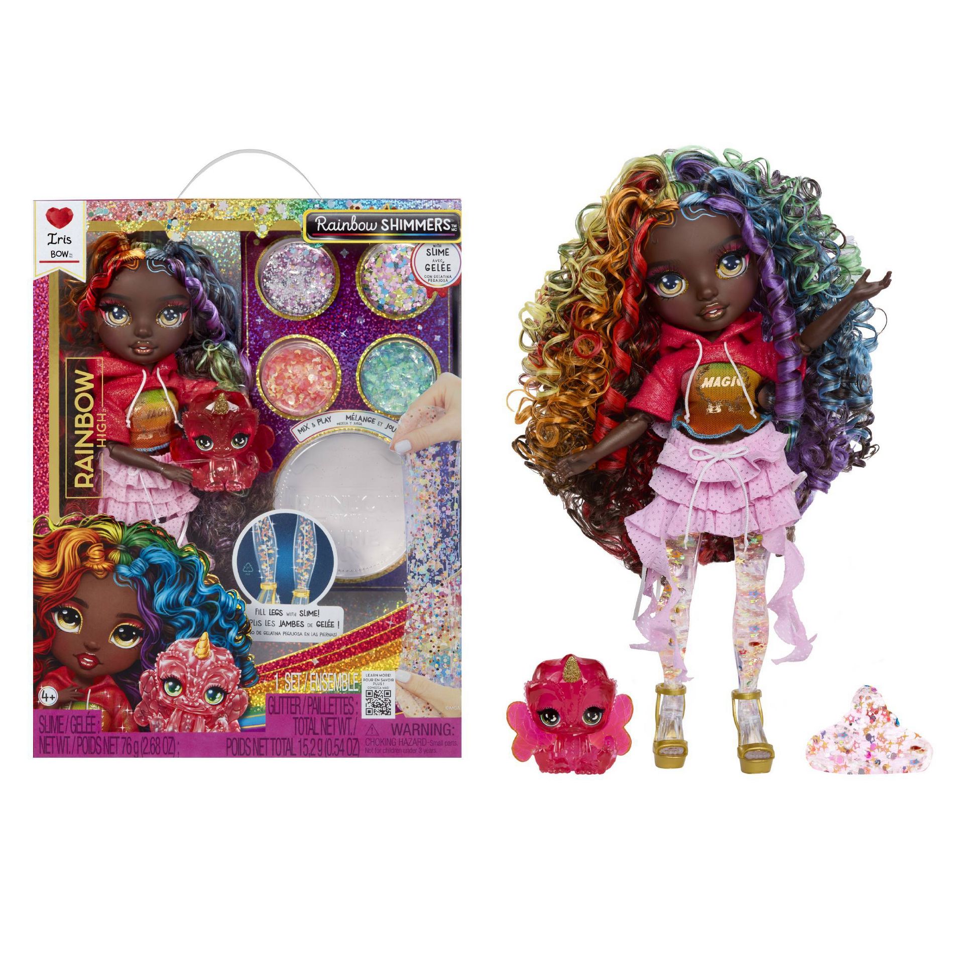 Rainbow High Rainbow Shimmers with Slime - Iris, Rainbow 11" Create a Rainbow Fashion Doll, Slime