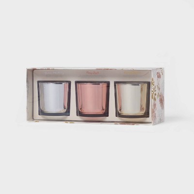 3pk 5oz Electroplated Cylinder Candle with Hard Box Gift Set - Threshold™