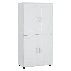 Resenkos Tall and Wide Bathroom Floor Storage Cabinet, Bathroom Storage Unit, Freestanding Cabinet with 4 Doors, Adjustable Shelves, White - 1 of 4