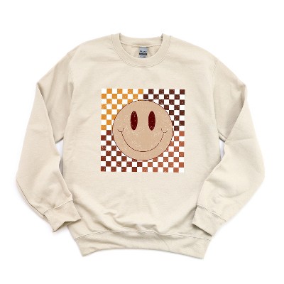 Simply Sage Market Women's Fall Checkered Smiley Gildan Sweatshirt
