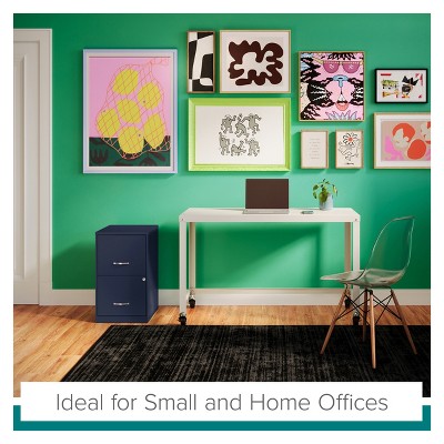 Navy Blue 18" Steel 2-Drawer Lockable Vertical File Cabinet
