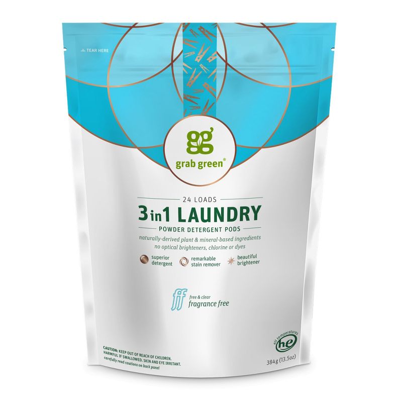 Grab Green 3 in 1 Laundry Detergent Pods, Fragrance Free, 1 of 12