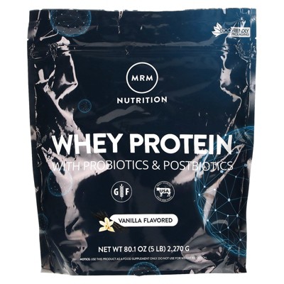 MRM Nutrition Whey Protein with Probiotics & Postbiotics, Vanilla, 80.1 oz (2,270 g)
