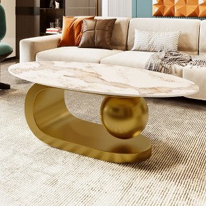 CAVINAS Modern Wooden Side Table Petal Shaped Coffee Table with Rattan Storage Shelf, Night Stand for Living Room, Bedroom - 1 of 4