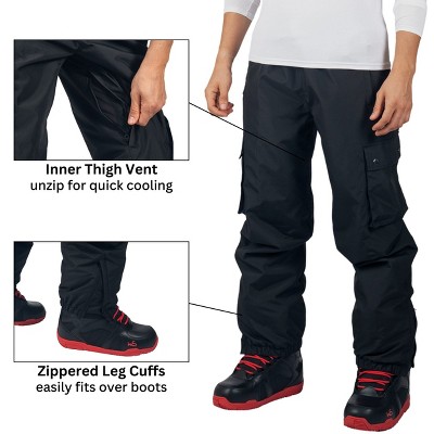 Мужские брюки Alpine Swiss Mens Snowboard Pants 10K Waterproof Insulated Cargo Ski Pants Breathable Winter Snow Sport Outdoor Pant BLK XL — фото 3