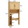 Over The Toilet Storage Cabinet, Farmhouse Storage Cabinet with 2 Rattan Barn Doors & Toilet Rack, Rattan Oak - 2 of 4