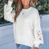 Women's White Floral Embroidered Long Sleeve Sweater - Cupshe - 2 of 4