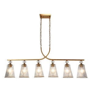 LNC Sduiaor 6-Lights 55.1" Luxury and Glam Linear LED Kitchen Island Lights, Gold with Texture Glass - 1 of 4