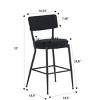 CIPACHO Set of 2 modern teddy fabric upholstered bar stools - Metal base high stool - Suitable for kitchen, dining and living room - Black - 2 of 4