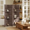 HOMCOM 4 Panel 67" Tall Wood Privacy Screen Room Divider with 3 Display Shelves, and Folding Storage for Bedroom or Home Office, Walnut - 3 of 4