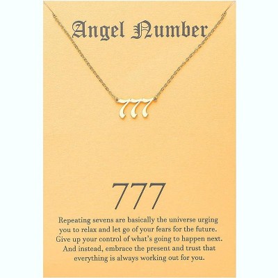 Numerology Choker Necklace with Angel Numbers Spiritual Jewelry 777 Gold