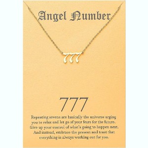 Numerology Choker Necklace with Angel Numbers Spiritual Jewelry 777 Gold - 1 of 4