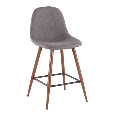 Walnut and Charcoal Swivel Counter Stool with Metal Frame