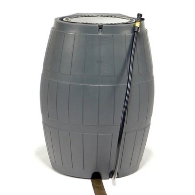 FCMP Outdoor RC4000 Raincatcher 50 Gallon Rain Catcher Barrel, Grey
