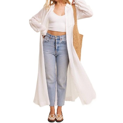 Women's Long Button Down Shirt Maxi Dress - Listicle