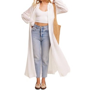 Women's Long Button Down Shirt Maxi Dress - Listicle - 1 of 3