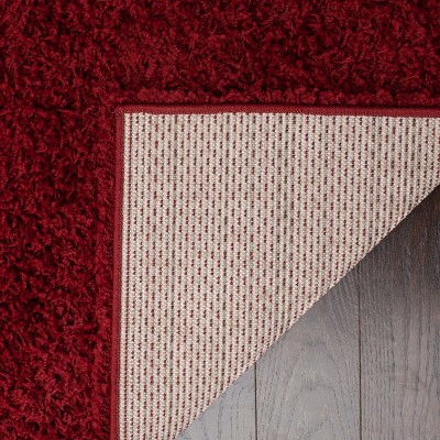 Athens Red Synthetic Shag Area Rug, 3' x 5'