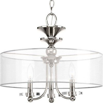 Polished Nickel Glass Drum Semi-Flush Convertible Fixture
