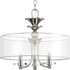 Progress Lighting Marche 3-Light Semi-Flush Convertible Fixture, Polished Nickel, Sheer Silver Organza Shade - 3 of 4