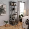 HomeRoots 32" Light Brown And Nickel Metal and Solid Wood Five Tier Library Bookcase with Two Drawers - 2 of 4