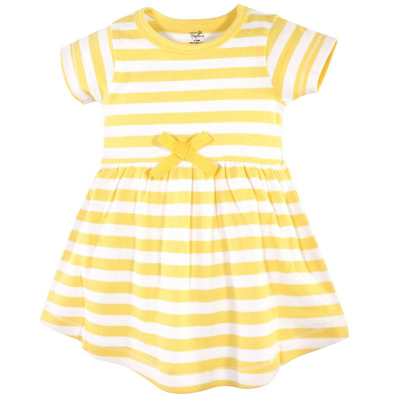 Touched by Nature Baby and Toddler Girl Organic Cotton Short-Sleeve Dresses 2pk, Lemon Tree, 3 of 5
