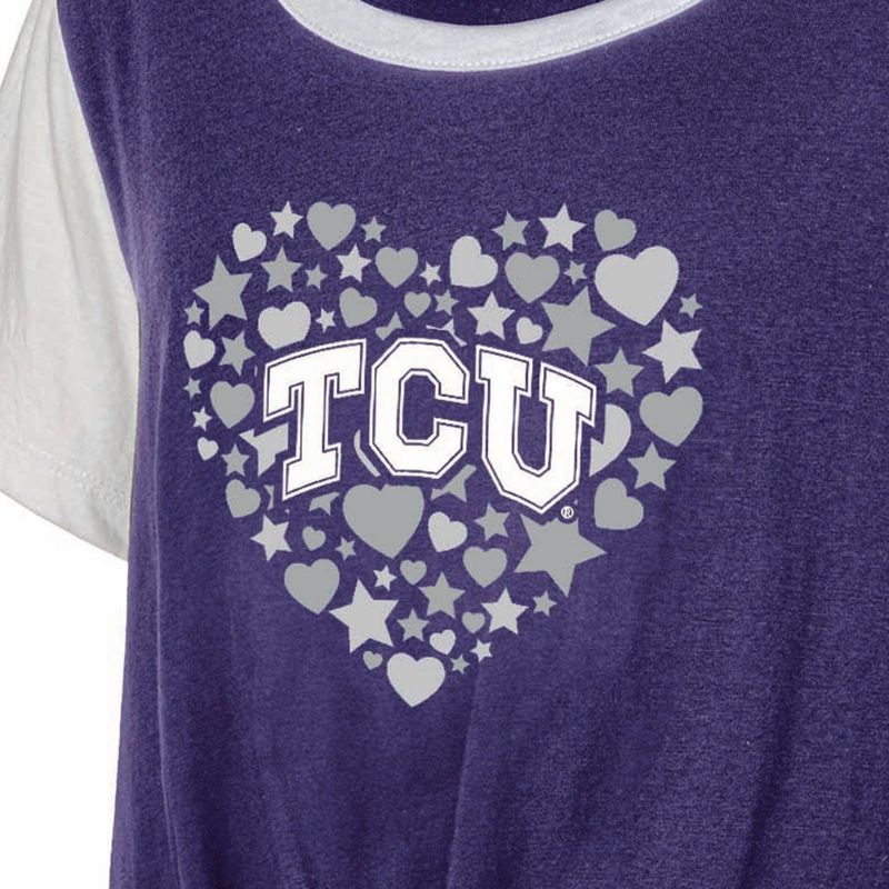 NCAA TCU Horned Frogs Girls&#39; White Tie T-Shirt, 3 of 4