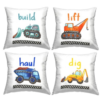 Stupell Industries Educational Mixed Construction Vehicles Kids Learning Trucks