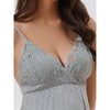 cheibear Women's Lingerie Lace Mini V Neck Strap Full Slips Nightgown - 4 of 4