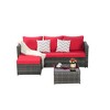 3-Pieces Outdoor Patio L-Shaped Sectional Sofa Set with Glass Coffee Table - 3 of 4