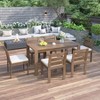 YOOCOZZ 7-Piece Outdoor Patio Acacia Wood Dining Set with Cushioned Seats - Natural - 2 of 4