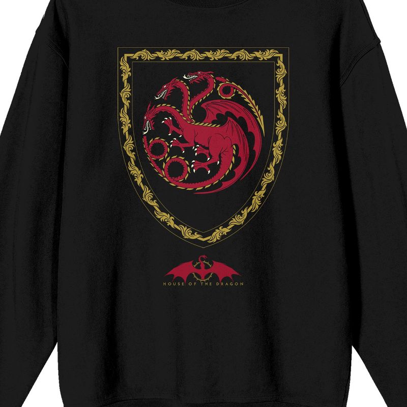 House of the Dragon Red Dragon Crest Men's Black Crewneck Sweatshirt, 2 of 4