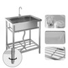 Utility Sink, Freestanding Single Bowl Laundry Sink with Hot and Cold Water, Stainless Steel Sink with Storage Shelf for Kitchen and Bathroom - 4 of 4