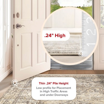 Elegant Silver Medallion 4' x 6' Oval Synthetic Area Rug