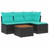 5 Piece Patio Sofa Set with Cushions Poly Rattan vidaXL - 2 of 3