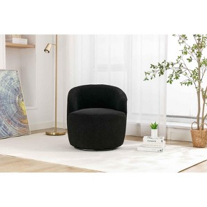 PAGED Teddy/Velvet Swivel Accent Chair,Barrel Chair with Wooden Frame and Swivel Base,Modern Upholstered Swivel Living Room Chairs for Living Room - 1 of 4