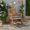 Retro Acacia Wood Accent Chair, Rocking Chair with Water-Resistant Cushion, Armchair for Porch or Bedroom -Christopher Knight Home - 3 of 4