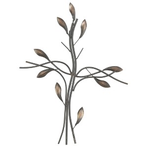 Dicksons Tree Design Distressed Finish Leaves Black 22 x 17.25 Metal Wall Cross Decoration - 1 of 1