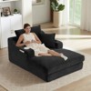 Pexfix 47" Chaise Lounge Chair Fluffy Corduroy Boneless Sleeper Sofa Couch with Cupholders and 3 Throw Pillows for Living Room Bedroom & Office White - 3 of 4