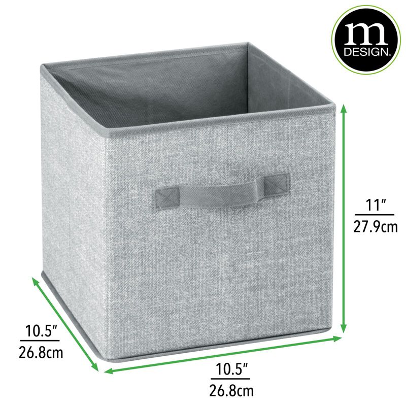 mDesign Small Fabric Closet Organizer Cube Bin with Front Handle, 4 of 9