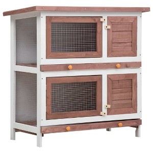 vidaXL Rabbit Hutch Bunny Cage Pet House for Small Animals Solid Pine Wood - 1 of 4