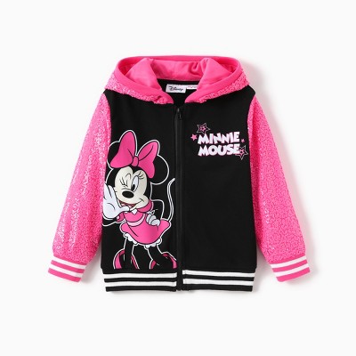PATPAT Disney Mickey and Friends Toddler Girl 1pc Minnie Mouse/Daisy Duck Sequined Spliced Hooded Jacket
