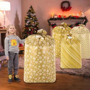 Joyfy 3-Pack Jumbo 56x36" Gold Christmas Gift Bags, Large Holiday Present Bags for Toys, Stuffed Animals & Party Decoration - 1 of 4