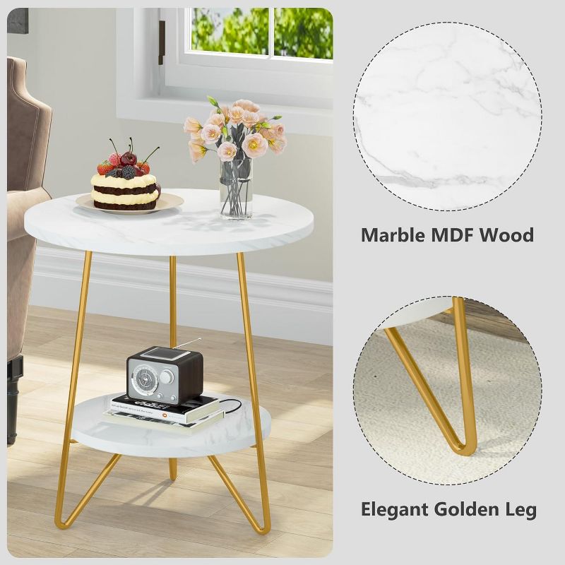 Tribesigns 2-Tier Round Accent Table, Modern Small Sofa Accent Table, 4 of 7