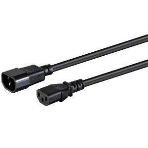 Monoprice 3-Prong Extension Cord - 12 Feet - Black, IEC 60320 C14 to IEC 60320 C13, 14AWG, 15A, For Powering Computers, Monitors, etc - 1 of 4