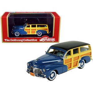 1948 Chevrolet Fleetmaster Woodie Station Wagon Como Blue with Black Top Ltd Ed 240 pcs 1/43 Model Car by Goldvarg Collection - 1 of 3