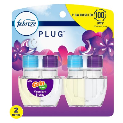 Febreze Odor-Fighting Fade Defy Plug Air Freshener Refill - Gain Moonlight Breeze - 0.87 fl oz/2pk