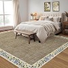 Area Rugs for Living Room Bedroom Modern Floral Bordered Rug Non-Slip Low Pile Accent Carpet Soft Foldable Rug Home Decor - 2 of 4
