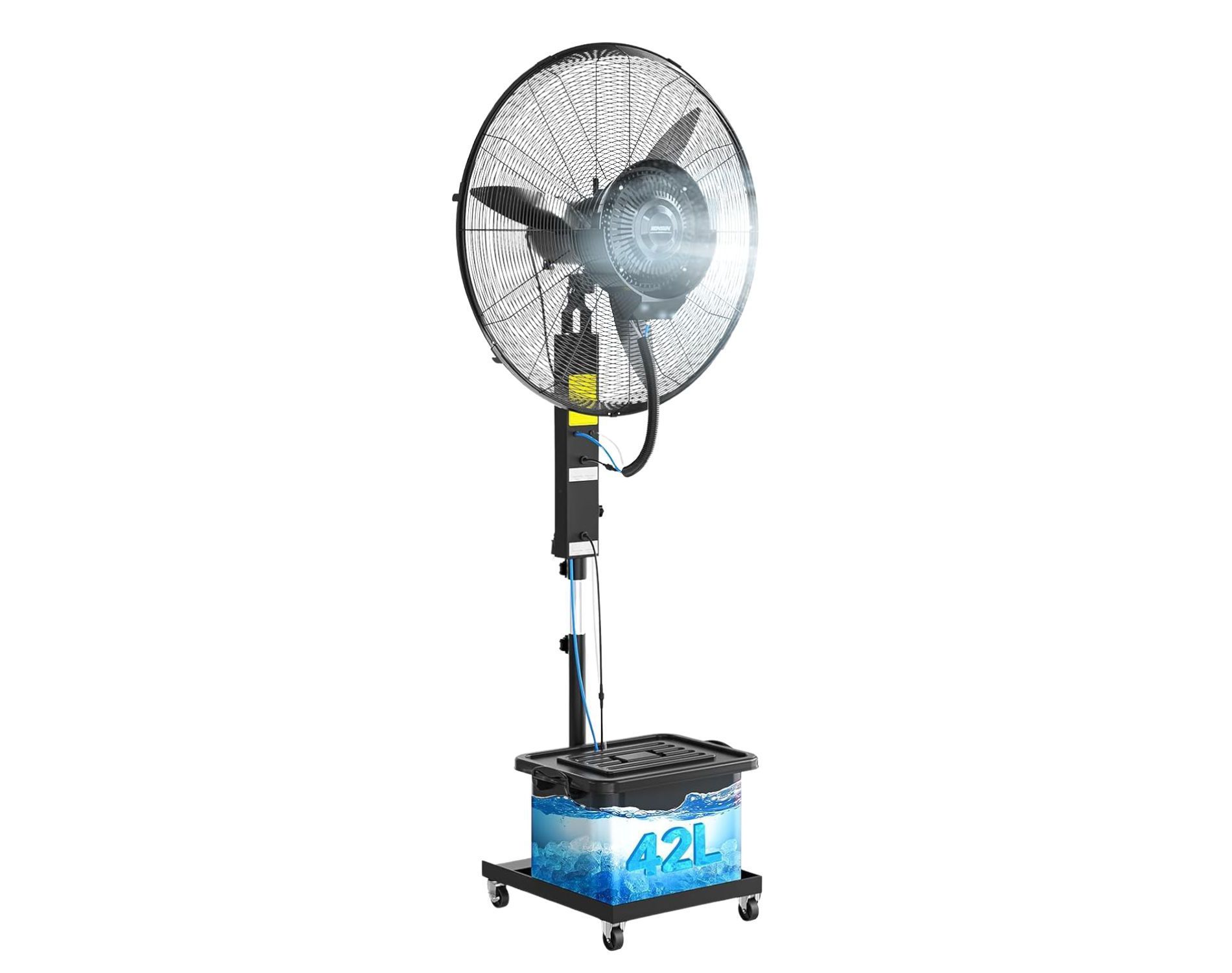 Karl Home 30 inch 3 Speeds Personal Misting Fan Floor Fan in Black with 11 Gal Tank