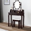 Tangkula Make-Up Vanity Table Dresser Set w/LED Light, Black Brown White - 2 of 4