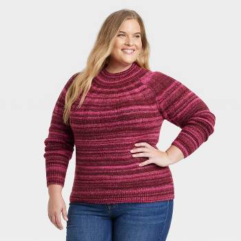 Women's Space Dyed Crewneck Pullover Sweater - Knox Rose™ Purple